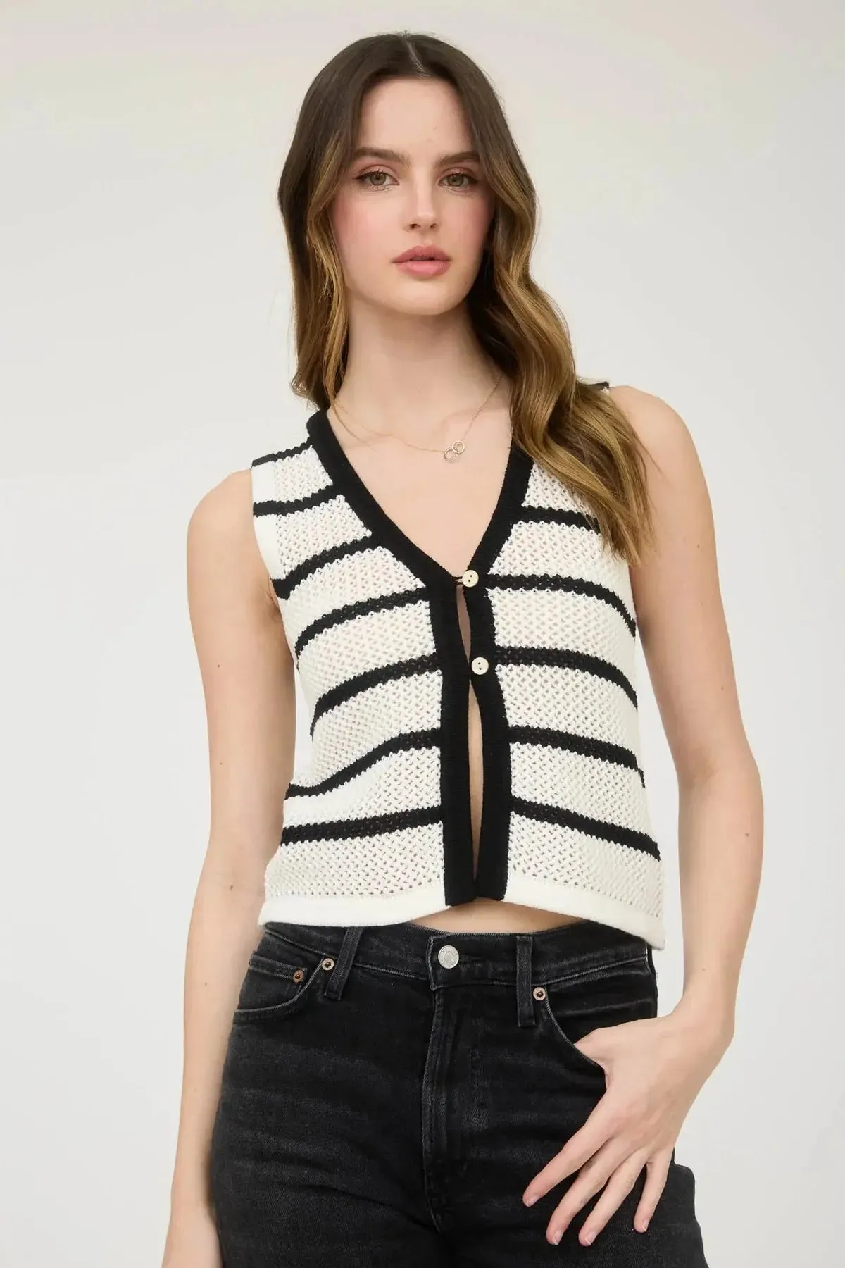 Blu Pepper Sailing Ashore Vest – Nautical Stripe Knit Layer