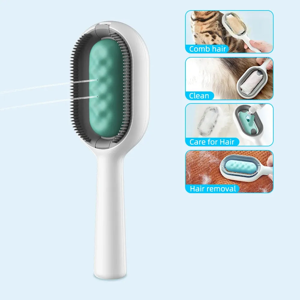 Cat Hair Brush With Water, Sticky Brush For Cats, 4 In-1 Cat Grooming