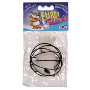 Catit Furry Friends Cat Toy - Wire Ball with Fur Mouse
