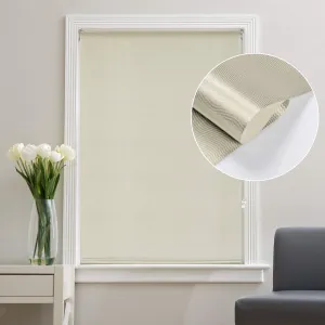 Deco Window Blackout Jacquard Roller Blinds for Windows (36" W X 84" L, Champagne) Room Darkening Roll-Up Shades Sun UV Protection Polyester Curtains for Home & Office