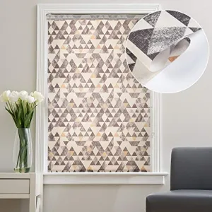 Deco Window Printed Roller Blinds for Windows (49" W X 84" L, Geometric Grey) Semi Blackout Light Filtering Roll-Up Shades Sun UV Protection Polyester Curtains for Home & Office