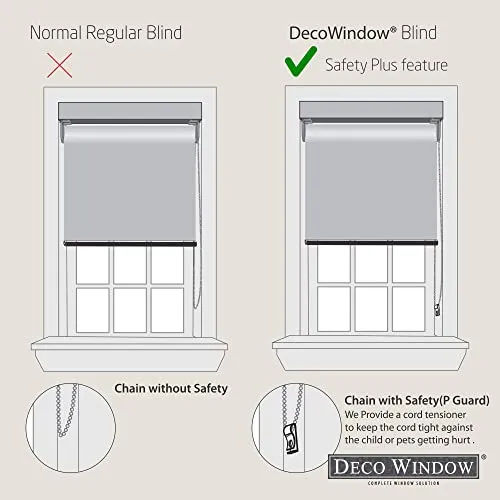 Deco Window Printed Roller Blinds for Windows (49" W X 84" L, Geometric Grey) Semi Blackout Light Filtering Roll-Up Shades Sun UV Protection Polyester Curtains for Home & Office