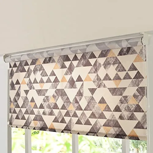 Deco Window Printed Roller Blinds for Windows (49" W X 84" L, Geometric Grey) Semi Blackout Light Filtering Roll-Up Shades Sun UV Protection Polyester Curtains for Home & Office