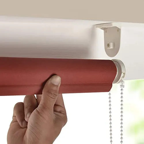 Deco Window Semi Blackout Roller Blinds for Windows (43" W X 84" L, Red) Roll-Up Shades Light Filtering Sun UV Protection Polyester Curtains for Home & Office