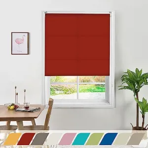 Deco Window Semi Blackout Roller Blinds for Windows (43" W X 84" L, Red) Roll-Up Shades Light Filtering Sun UV Protection Polyester Curtains for Home & Office