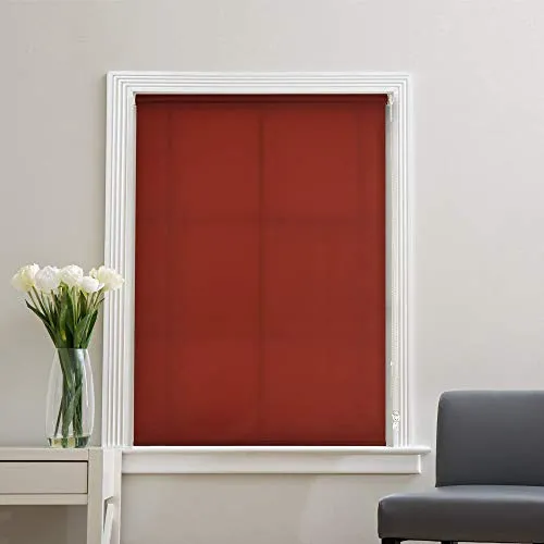 Deco Window Semi Blackout Roller Blinds for Windows (43" W X 84" L, Red) Roll-Up Shades Light Filtering Sun UV Protection Polyester Curtains for Home & Office