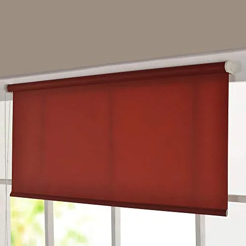 Deco Window Semi Blackout Roller Blinds for Windows (43" W X 84" L, Red) Roll-Up Shades Light Filtering Sun UV Protection Polyester Curtains for Home & Office