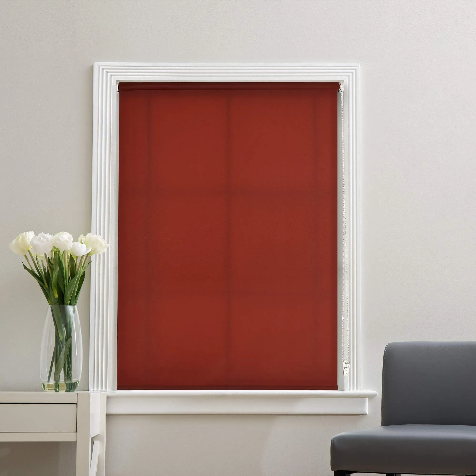 Deco Window Semi Blackout Roller Blinds for Windows (60" W X 84" L, Grey) Roll-Up Shades Light Filtering Sun UV Protection Polyester Curtains for Home & Office