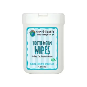 Earthbath Totally Natural Pet Care Tooth & Gum Dental Care Wipes for Dogs and Cats