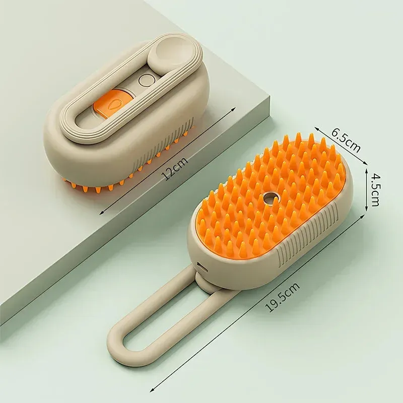 Easy To Use, 3-in-1 Pet Steam Brush for Cats and Dogs – Grooming, Hair Removal, and Massage Tool