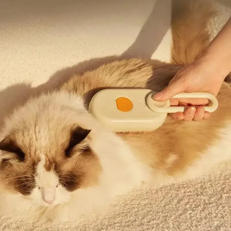 Easy To Use, 3-in-1 Pet Steam Brush for Cats and Dogs – Grooming, Hair Removal, and Massage Tool