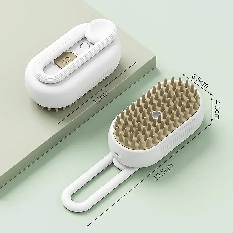 Easy To Use, 3-in-1 Pet Steam Brush for Cats and Dogs – Grooming, Hair Removal, and Massage Tool