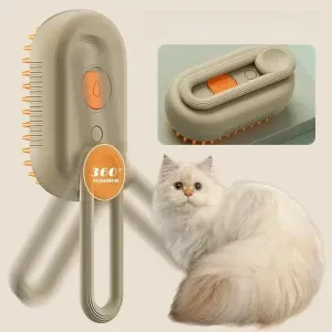 Easy To Use, 3-in-1 Pet Steam Brush for Cats and Dogs – Grooming, Hair Removal, and Massage Tool