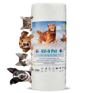 KIVEMA Dog Towels for Wet Fur and Muddy Paws A roll of Non–Woven Thick Cloth Clean Dog Towel for Dog, Cat and Puppies (Dry roll 50 Units)