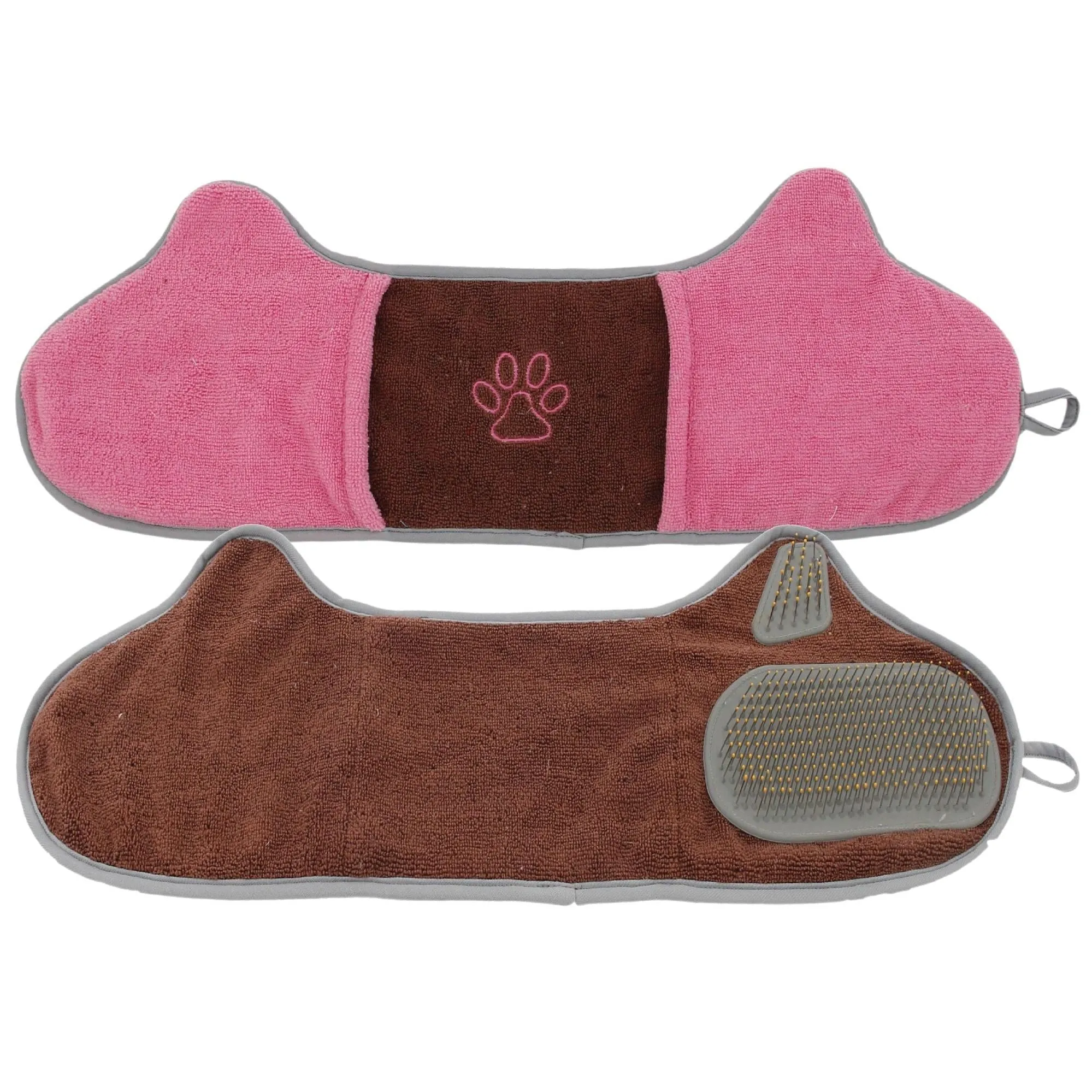 Microfiber Pet Grooming Towel and Brush Care