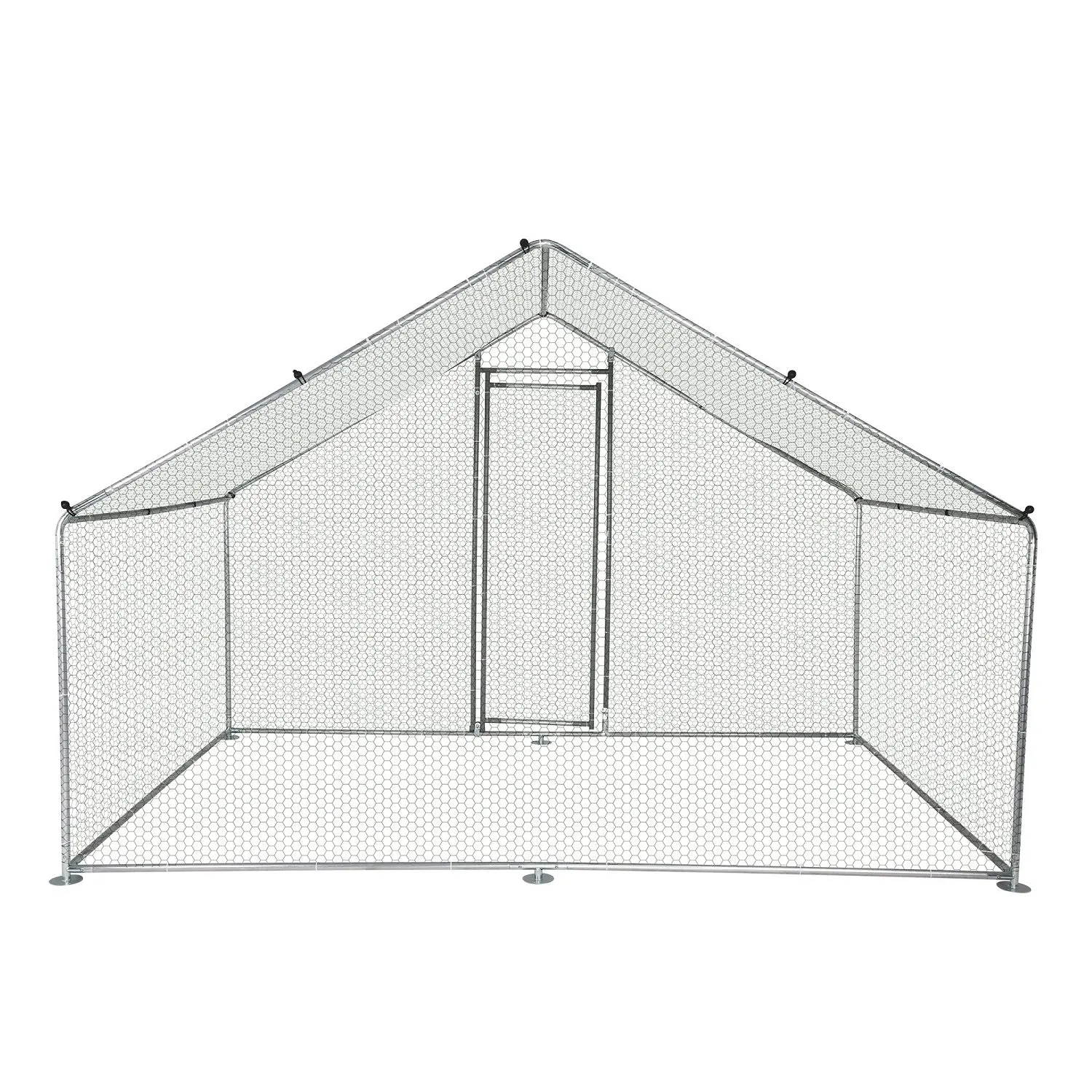 Outdoor Large Metal Chicken Coop 10' x 6.5' x 6.5' Walk-in Poultry Cage Backyard Hen House with Chicken Run Cover