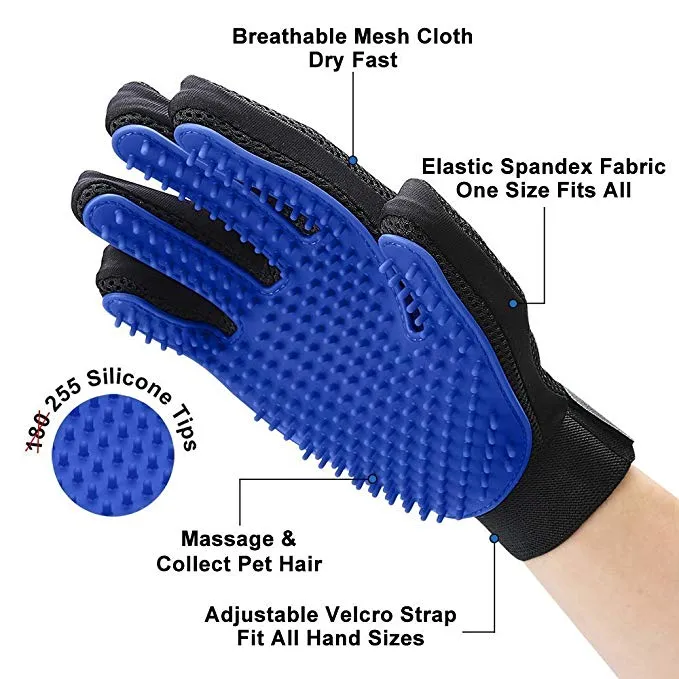 Pet Dog Hair Brush Comb Glove For Pet Cleaning Massage (1 pair)