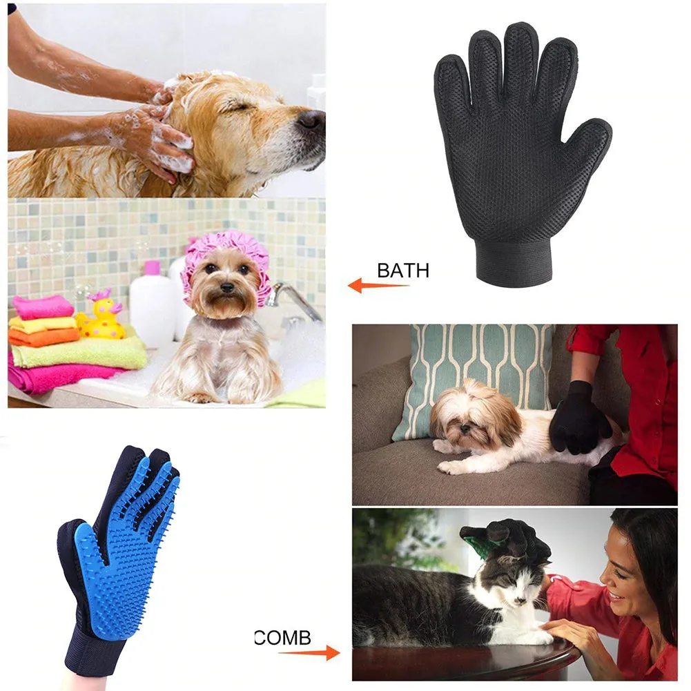 Pet Dog Hair Brush Comb Glove For Pet Cleaning Massage (1 pair)