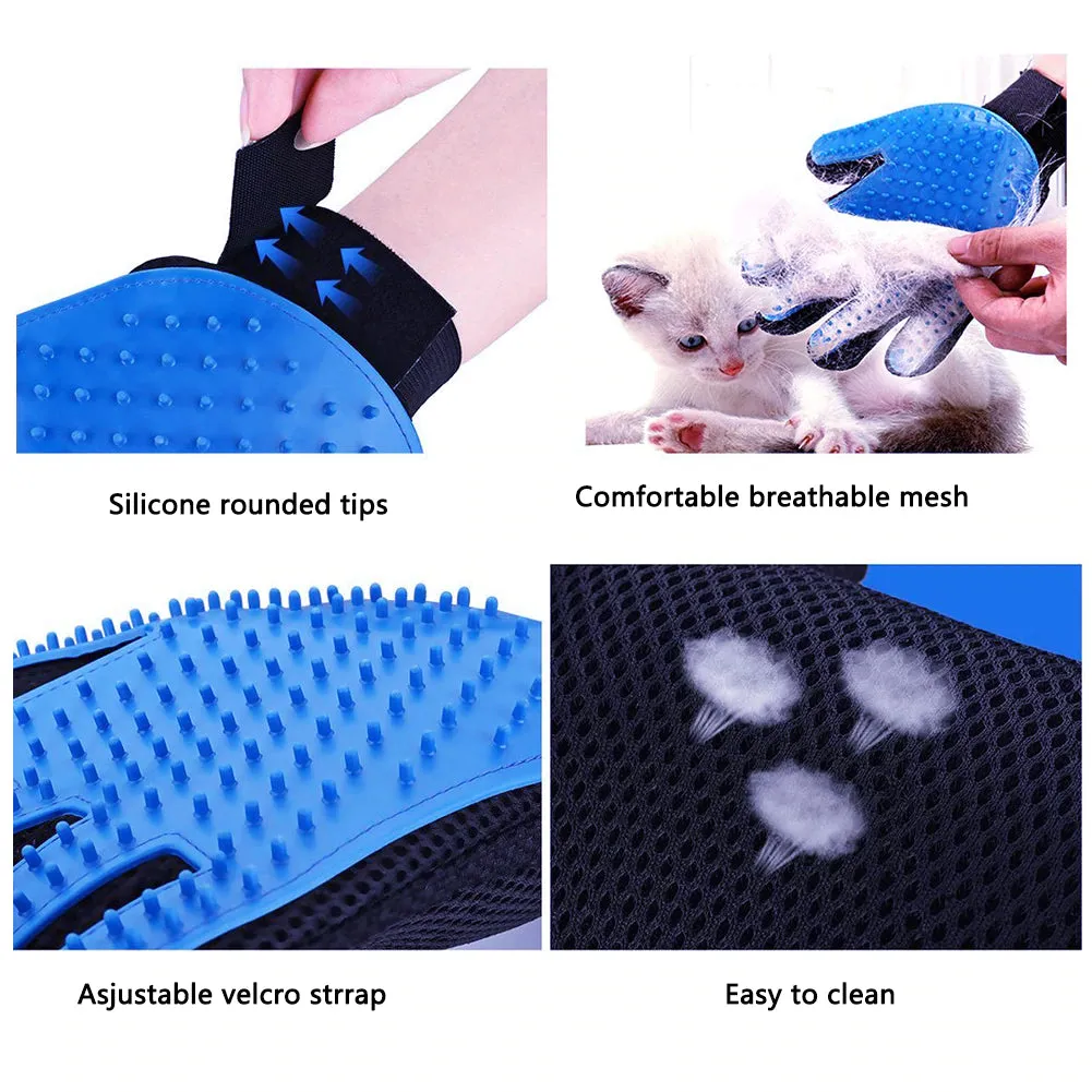 Pet Dog Hair Brush Comb Glove For Pet Cleaning Massage (1 pair)