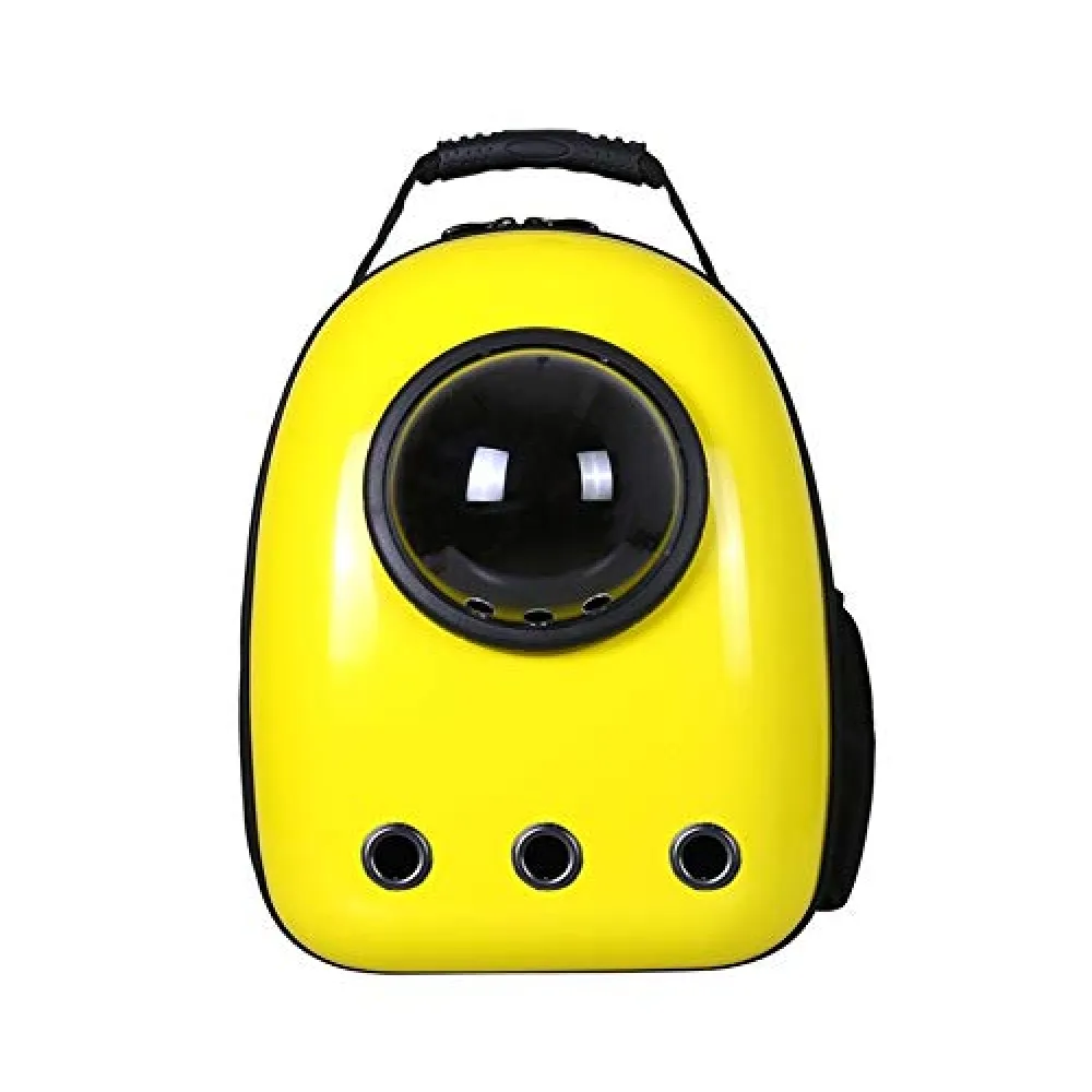 Petcrux Transparent Breathable Plain Astronaut Carrier Backpack for Dogs and Cats (Yellow)