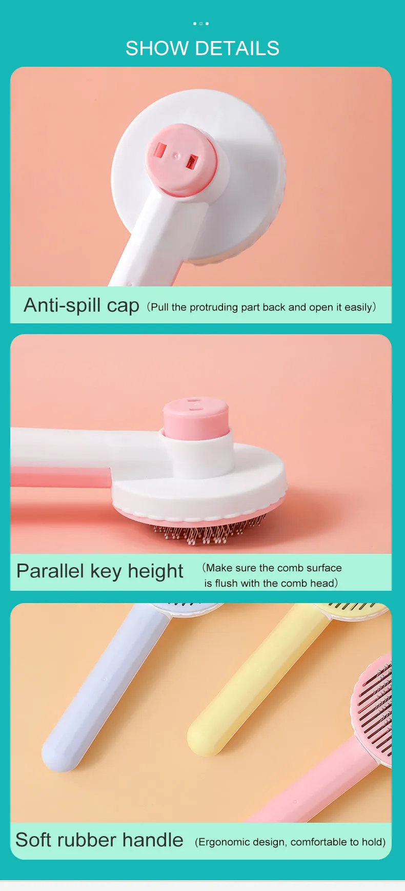 Self Cleaning Cat Brush - Pet Grooming Tool - Cat Accessories