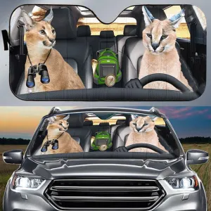 Wild Cat Couple Car Sunshade, Cat Sun Shade For Car, Gift For Pet Lovers