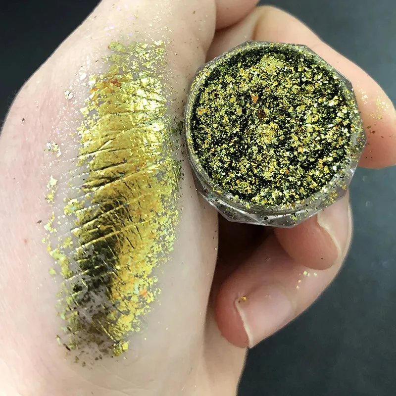 Yeknu 1Jar Aurora Chameleon Snowflake Ultra-Thin Iridescent Nail Sequins Holographic Opal EyeShadow Ice Glitter Nail Chameleon Flakes