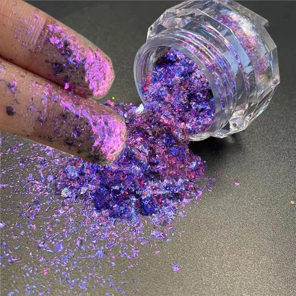 Yeknu 1Jar Aurora Chameleon Snowflake Ultra-Thin Iridescent Nail Sequins Holographic Opal EyeShadow Ice Glitter Nail Chameleon Flakes