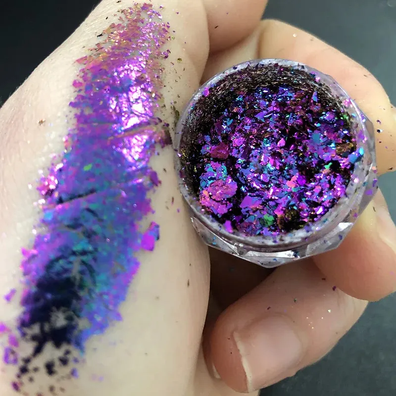 Yeknu 1Jar Aurora Chameleon Snowflake Ultra-Thin Iridescent Nail Sequins Holographic Opal EyeShadow Ice Glitter Nail Chameleon Flakes