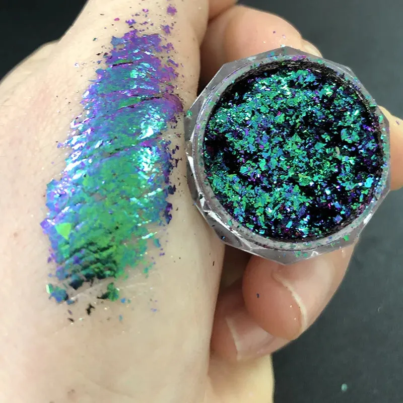 Yeknu 1Jar Aurora Chameleon Snowflake Ultra-Thin Iridescent Nail Sequins Holographic Opal EyeShadow Ice Glitter Nail Chameleon Flakes