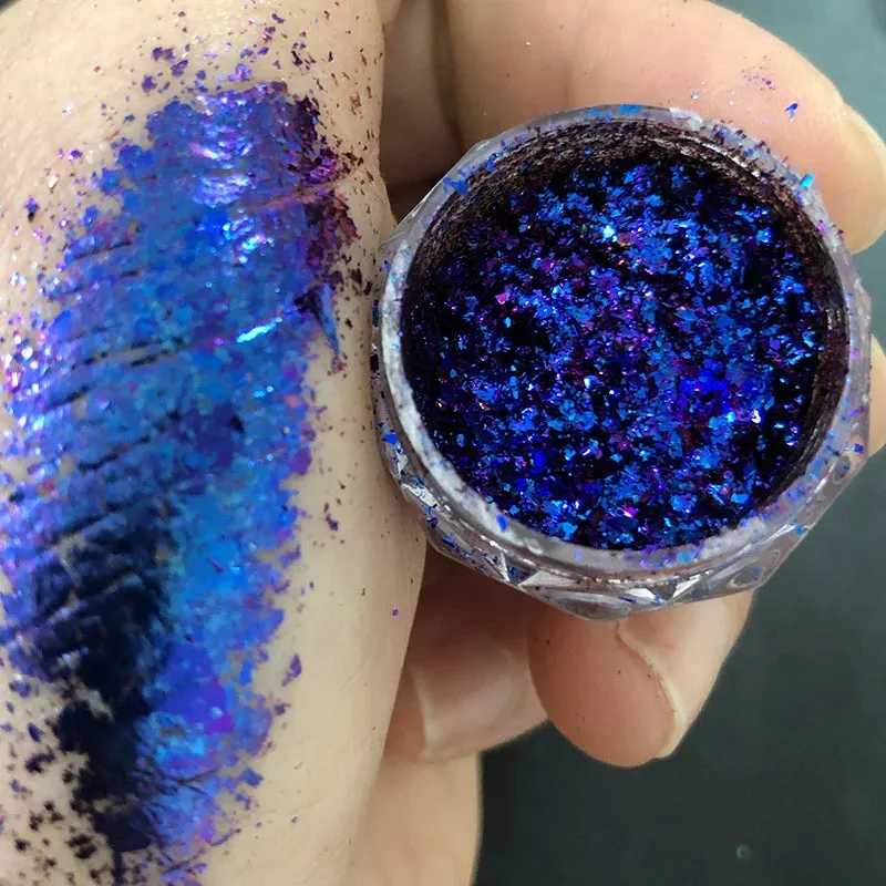 Yeknu 1Jar Aurora Chameleon Snowflake Ultra-Thin Iridescent Nail Sequins Holographic Opal EyeShadow Ice Glitter Nail Chameleon Flakes
