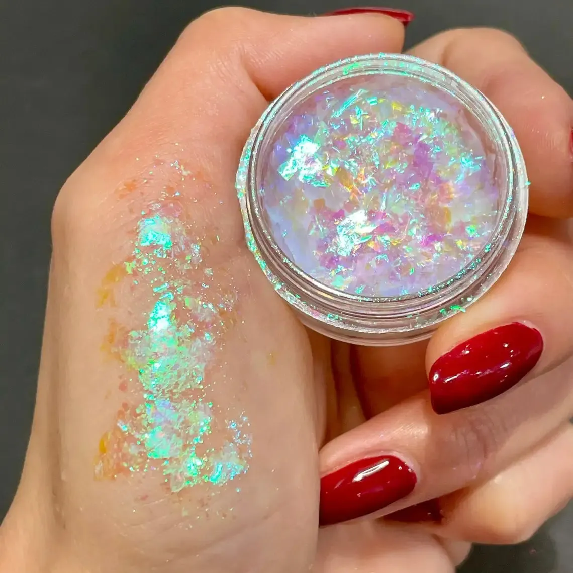 Yeknu 1Jar Aurora Chameleon Snowflake Ultra-Thin Iridescent Nail Sequins Holographic Opal EyeShadow Ice Glitter Nail Chameleon Flakes