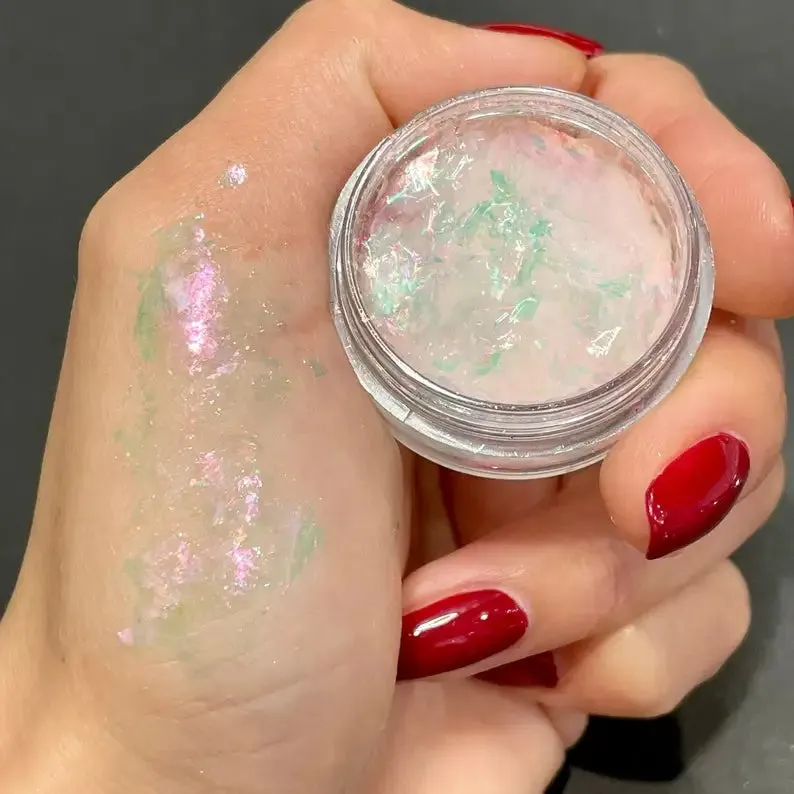 Yeknu 1Jar Aurora Chameleon Snowflake Ultra-Thin Iridescent Nail Sequins Holographic Opal EyeShadow Ice Glitter Nail Chameleon Flakes
