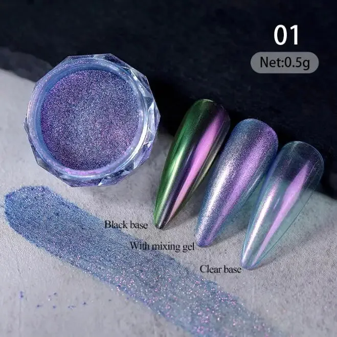 Yeknu 1Jar Aurora Chameleon Snowflake Ultra-Thin Iridescent Nail Sequins Holographic Opal EyeShadow Ice Glitter Nail Chameleon Flakes